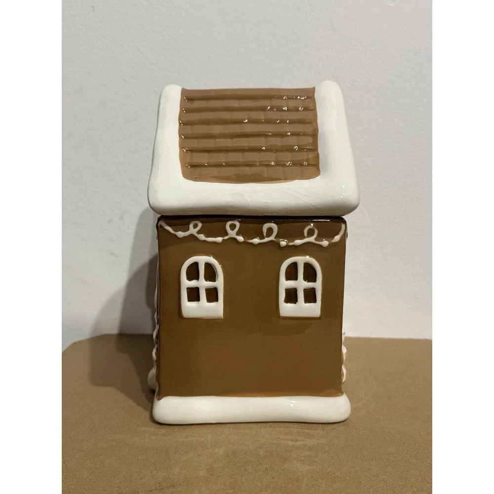 Peppermint & Pine Pink Christmas Gingerbread House Ceramic Cookie Jar - FLAWS